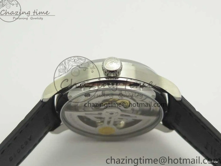 MIROTIME 0331 Upgraded Portuguese Flying Tourbillon SS White Dial 2 Sub Dials on Black Leather Strap 7161